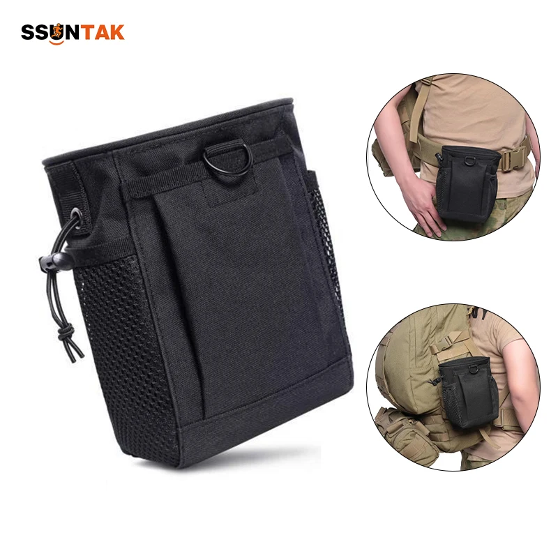 

SSUNTAK Dump Pouch 600D Nylon Drawstring Magazine Recovery Pouch Adjustable Waist Pack Ammo Bag for Outdoor Hunting Training