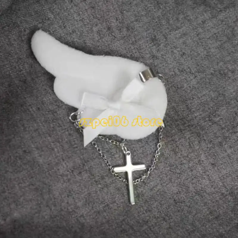 

45BF Plush Angel Wing Side Clip Teens Girl Y2K Hair Styling Clip Cool Girl Headdress