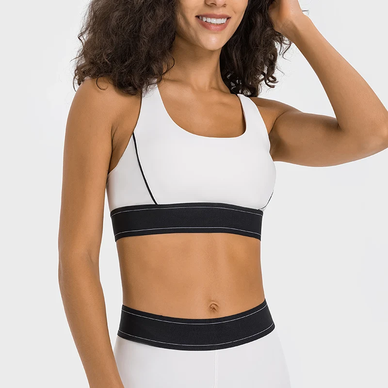 Nepoagym Criss Cross Sports Bra Medium Support Brushed Soft for Gym Fitness Workout Push Up Bra with Removable Padding