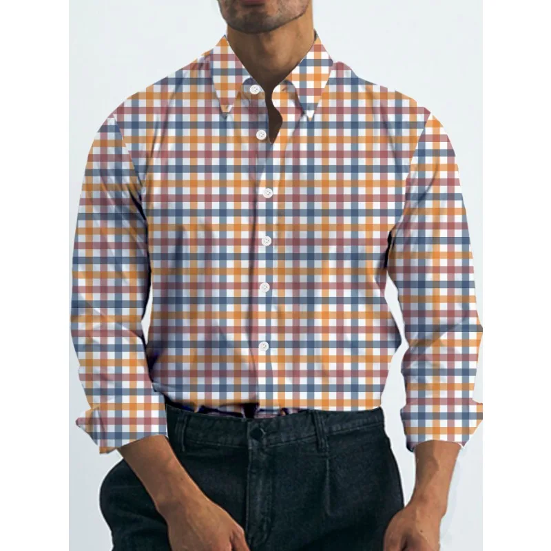 Camisa elegante de manga comprida para homens, fibra elástica com estampa floral tropical, ajuste regular, design de fecho, conforto durante todo o ano e d