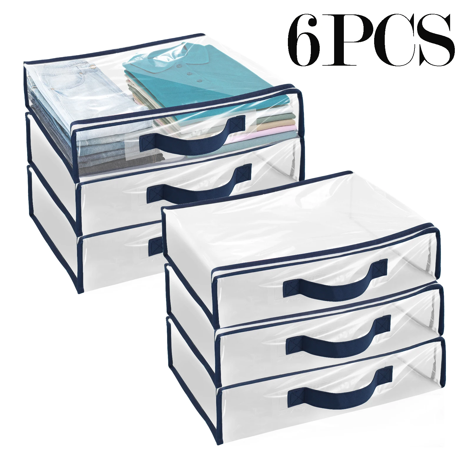 6 Stück durchsichtige PVC-Organisationsbeutel mit Reißverschluss, Aufbewahrungsbeutel mit hoher Kapazität, wasserdichte Decken, Aufbewahrungsbeutel, staubdichtes Bettlaken