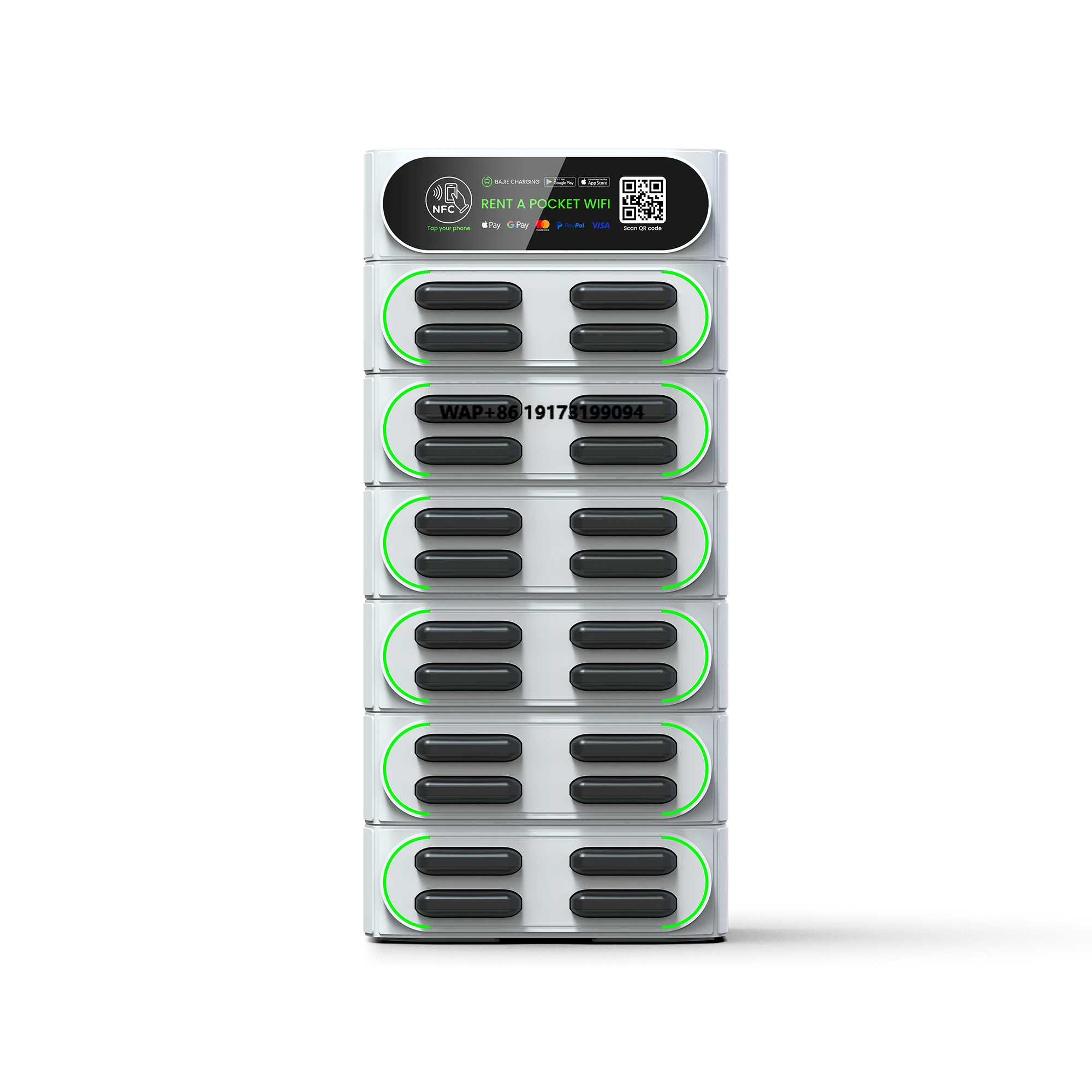 hot sale sharing power bank rental station 24-stack hire phone charging station with MIFI shared powerbank vending machine
