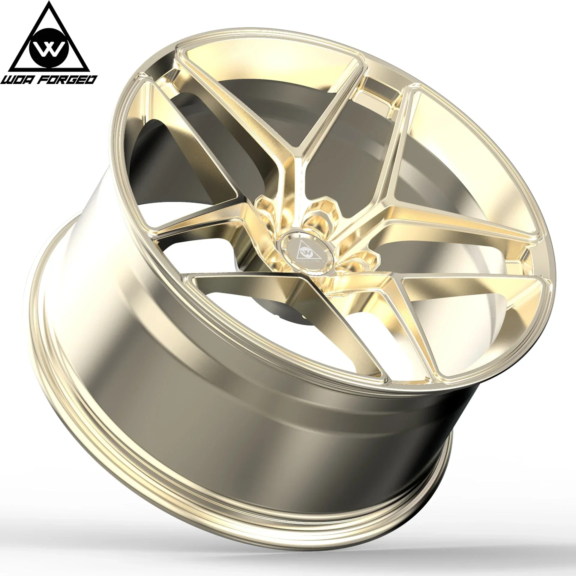 WOAFORGED حار بيع مخصص اللون مصقول الأزرق سبائك الألومنيوم عجلة مزورة مزدوجة خمسة تكلم عجلة سيارة الركاب Ff11 حافة المحور #6