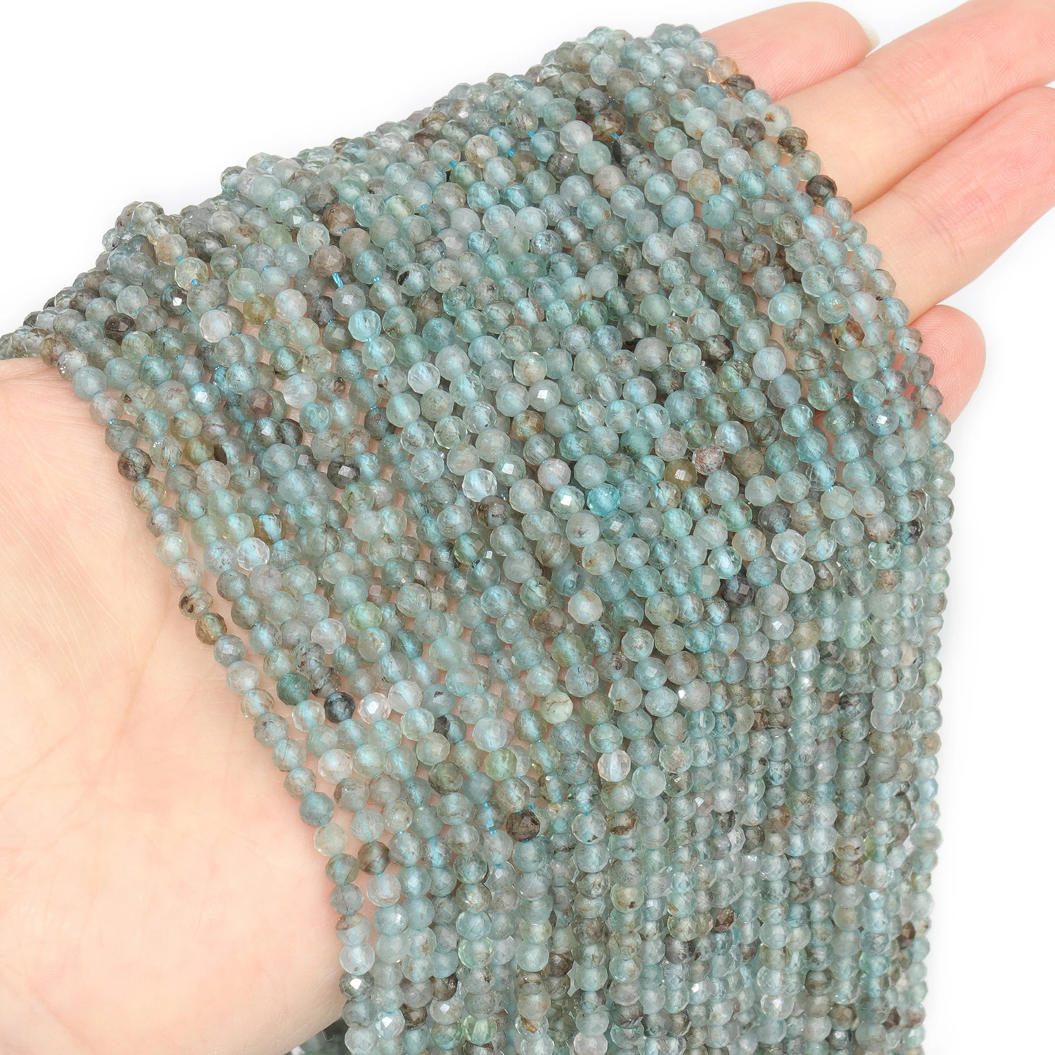 Großhandel Facettierte 2 3 4mm Naturstein Blaue Kyanit Perlen Runde Kleine Lose Perlen für Schmuckherstellung DIY Armbänder Halsketten – Detail 2