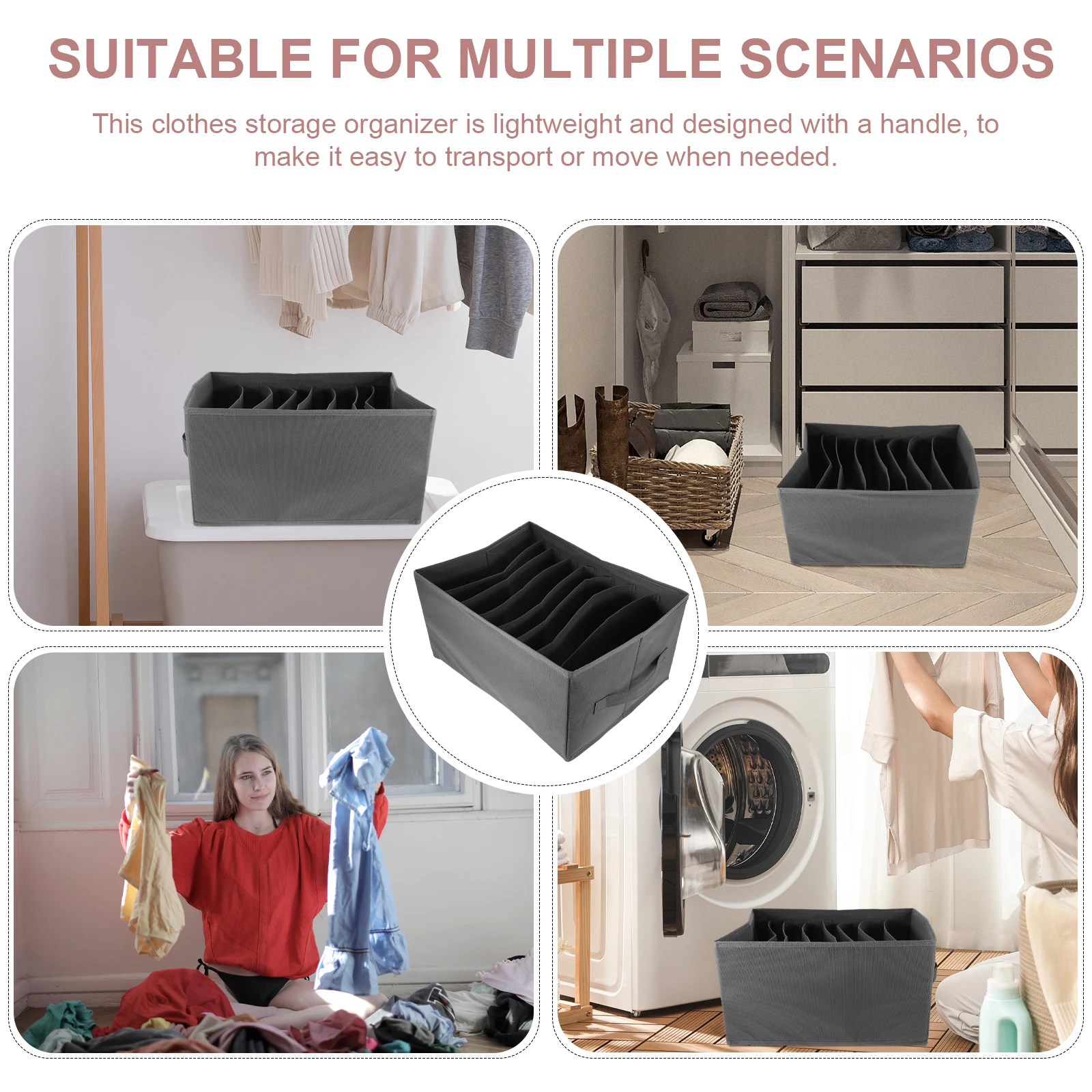 

Foldable Fabric Storage Bins Large Capacity Closet ganizer Grey 7 Compartments Clothes Container Pants Holder Space Saver Home