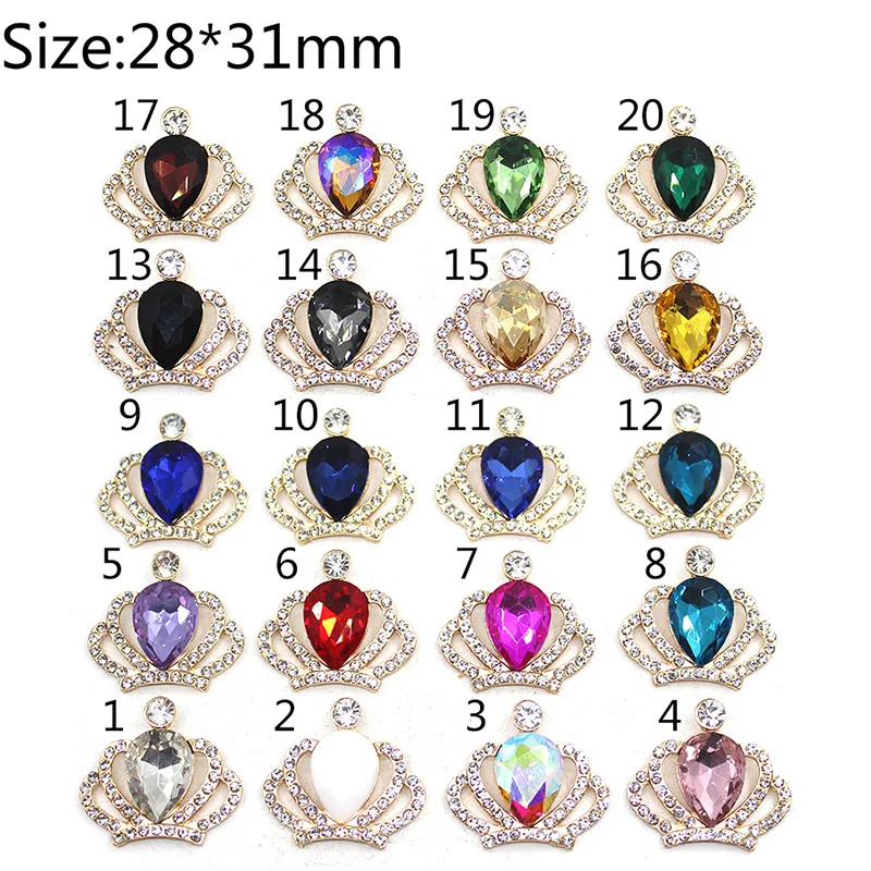 Alloy Flatback Princess Crown AB Color Crystal Rhinestone Decor Wedding Birthday Party DIY Diamante Scrapbooking New 5Pcs