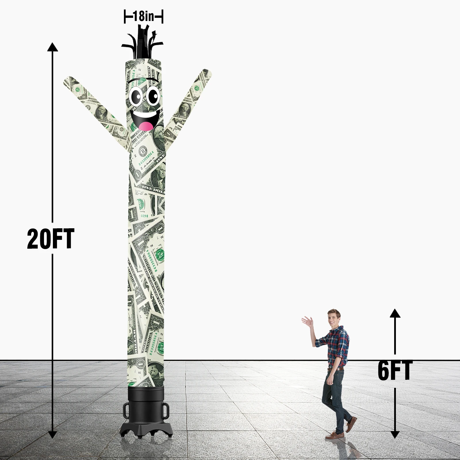 6/10/15/20FT Tall Inflatable Money Dancing Guy for Outdoor Decoration Advertising(Blower Not Included)