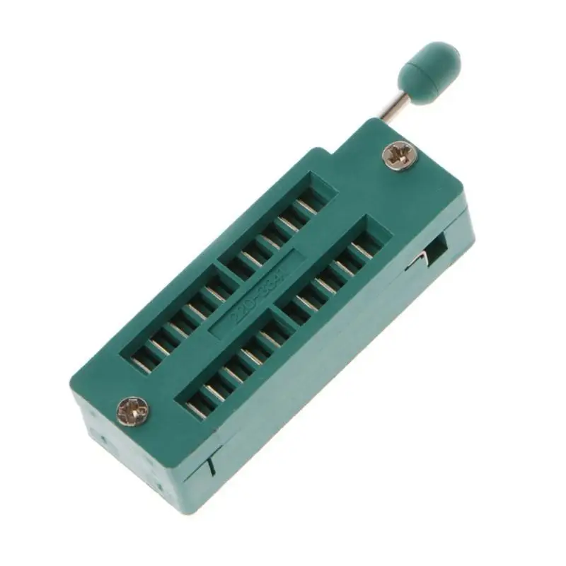 652F 16 20 24 28 40 P Pin 2.54MM Green DIP Test Universal ZIF IC Socket Welding Type