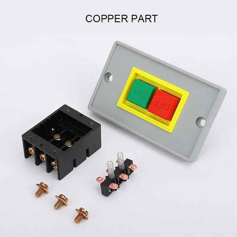 2pcs QKS2-5 On/Off Self Locking Push Button Switch 3 Phase 3P 380V AC 5A Green/Red 2 Position Start-up Bench Drilling Machine