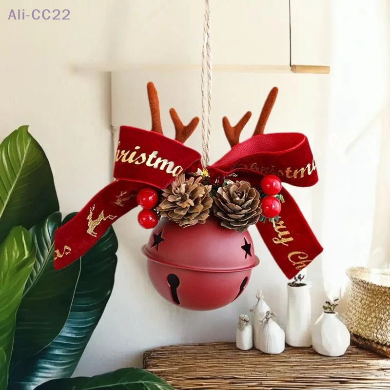 {HMA74} Weihnachtsglocke aus Metall mit Geweih, Schleife, Tannenzapfen, gemischter Anhänger, Weihnachtsbaum, hängende Dekoration, Auto-Anhänger, Weihnachtsgeschenk