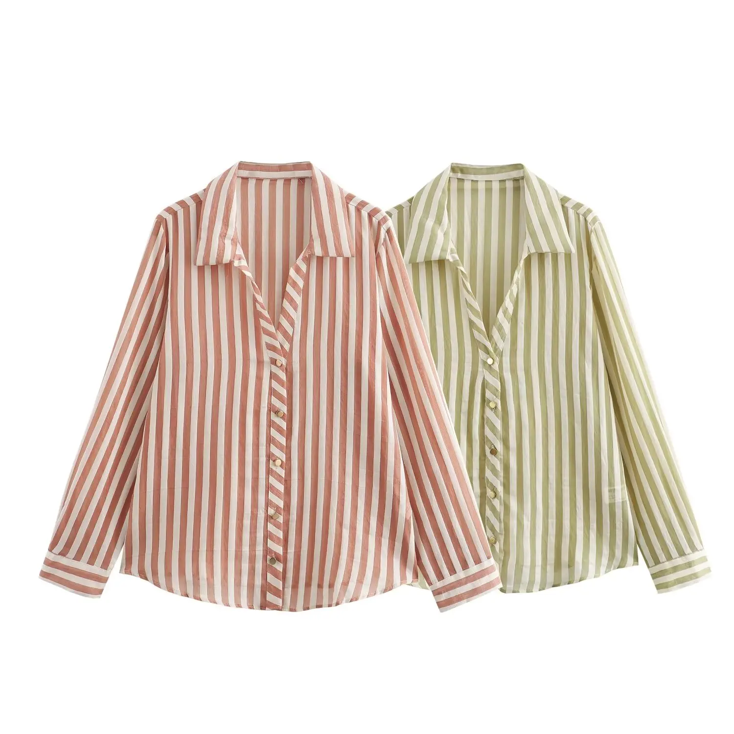 Tangada 2024 Women Striped Print Shirt Chic Female Casual Loose Shirt Tops 6X0380