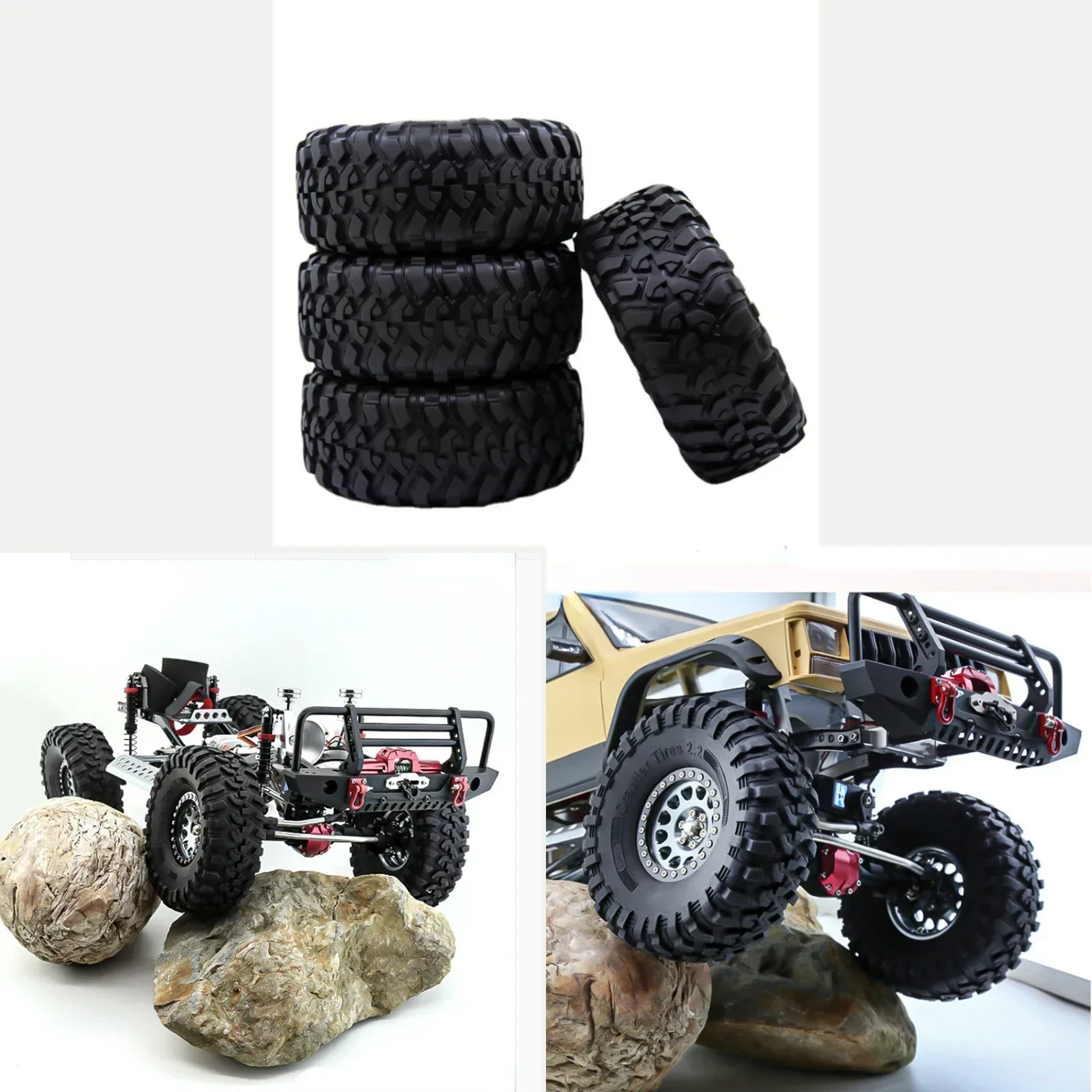 

RC 120MM 1.9" Rubber Rocks Tires For 1:10 RC Rock Crawler Axial SCX10 Canyon Trail Trax TRX4 TRX6 #8174