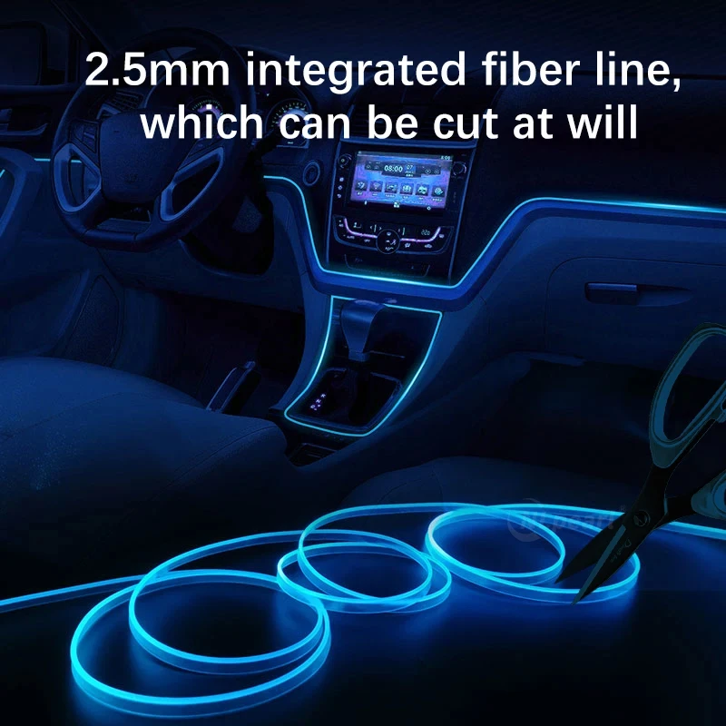 Car Inside Decorative Cold Light Dashboard Console LED Ambient Lamp Strips 1-5M