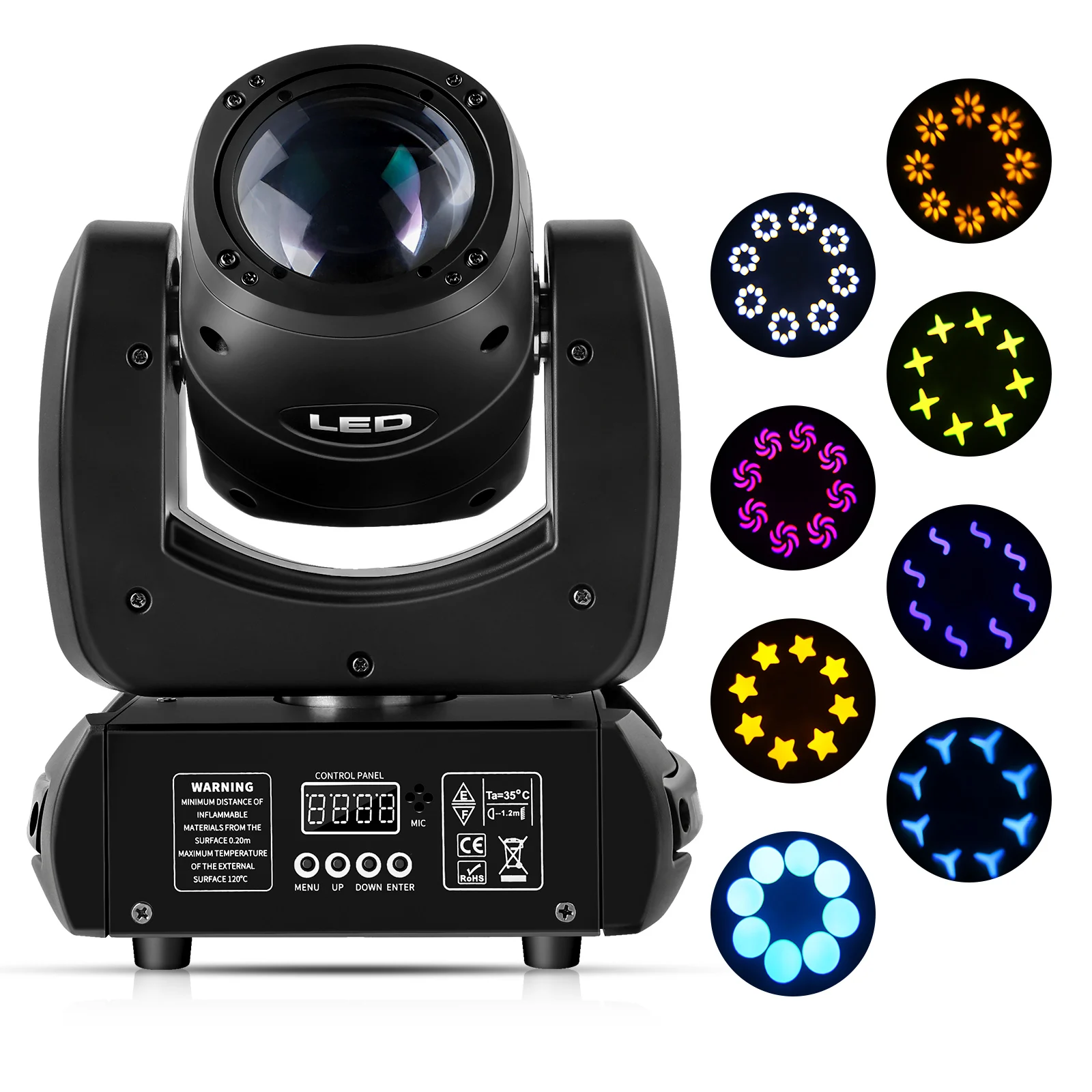 girando led gobo luz prisma 100w feixe movendo a cabeca mini pistola de aco sete cores bar luzes do palco venda quente 01