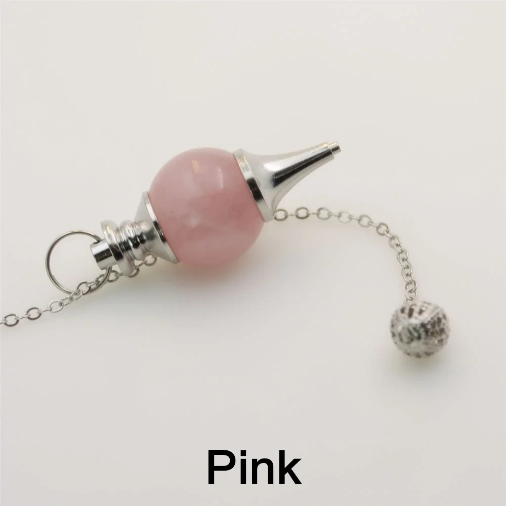 1pc Divination Energy Stone Reiki Meditation Stone Jewelry Pendulum Hollow Round Bead Pendant Stonego Pendulum