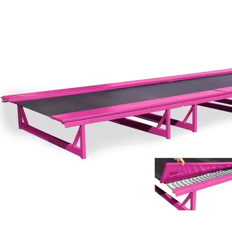 Professional gymnastics tumbling track 6m 8m 9m 10m 12m long trampoline, fast track tumbling track, jumping bed for sale