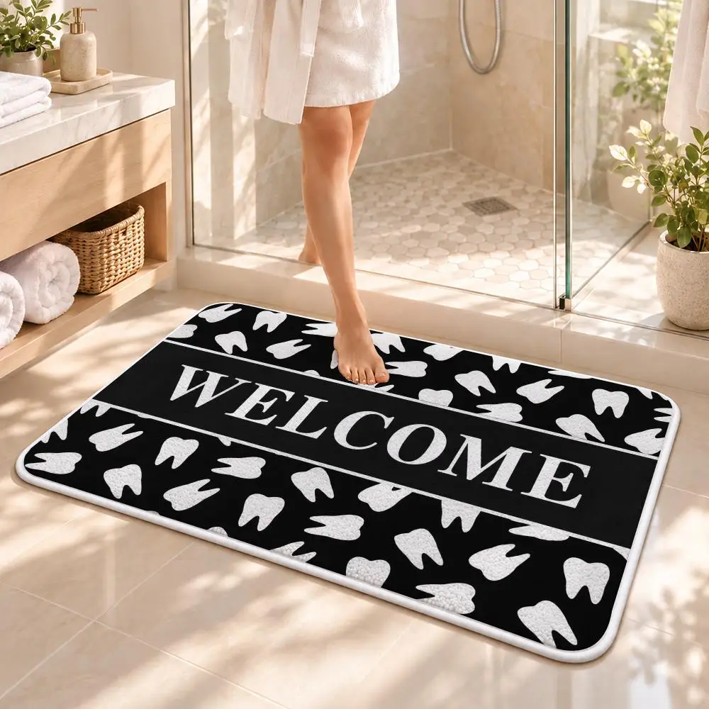 Dental Office Welcome Floor Mat Flannel Rug Soft Non Slip Door Mat for Bathroom Bedroom Entryway Home Decor Gift