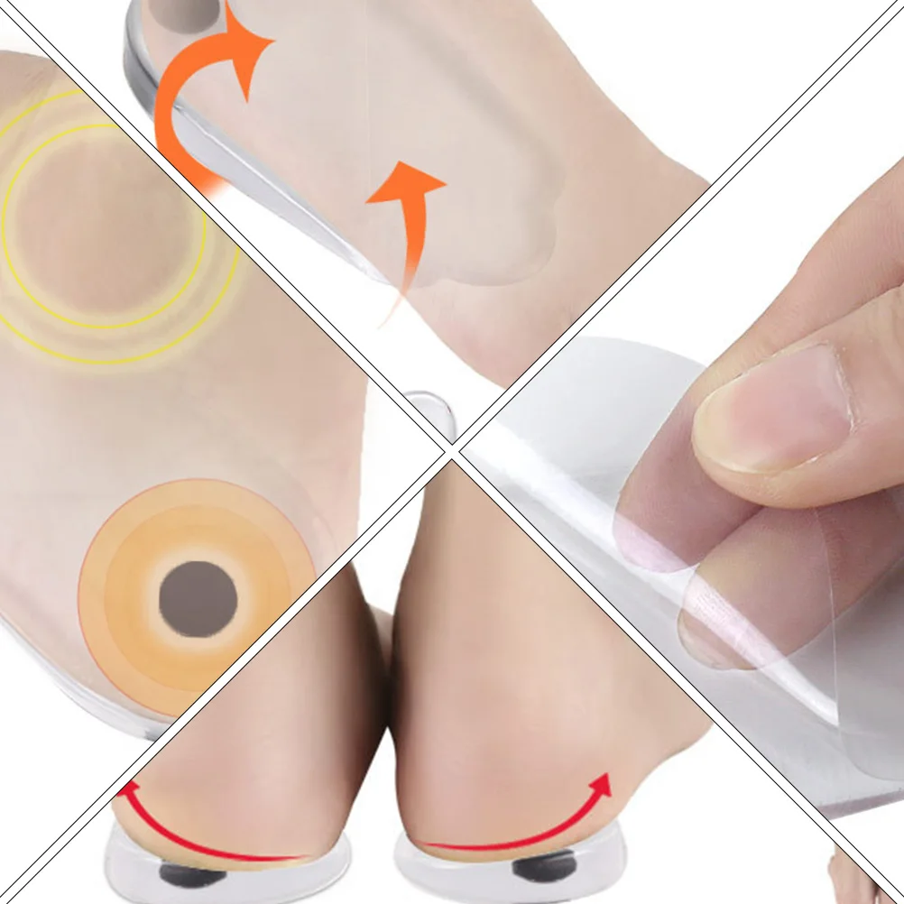 

2 Pairs Heel Pad Arch Insoles Foot Support Unisex Shoe Pads Flat Cushions Magnet Gel Durability Practical Long Service Life Easy