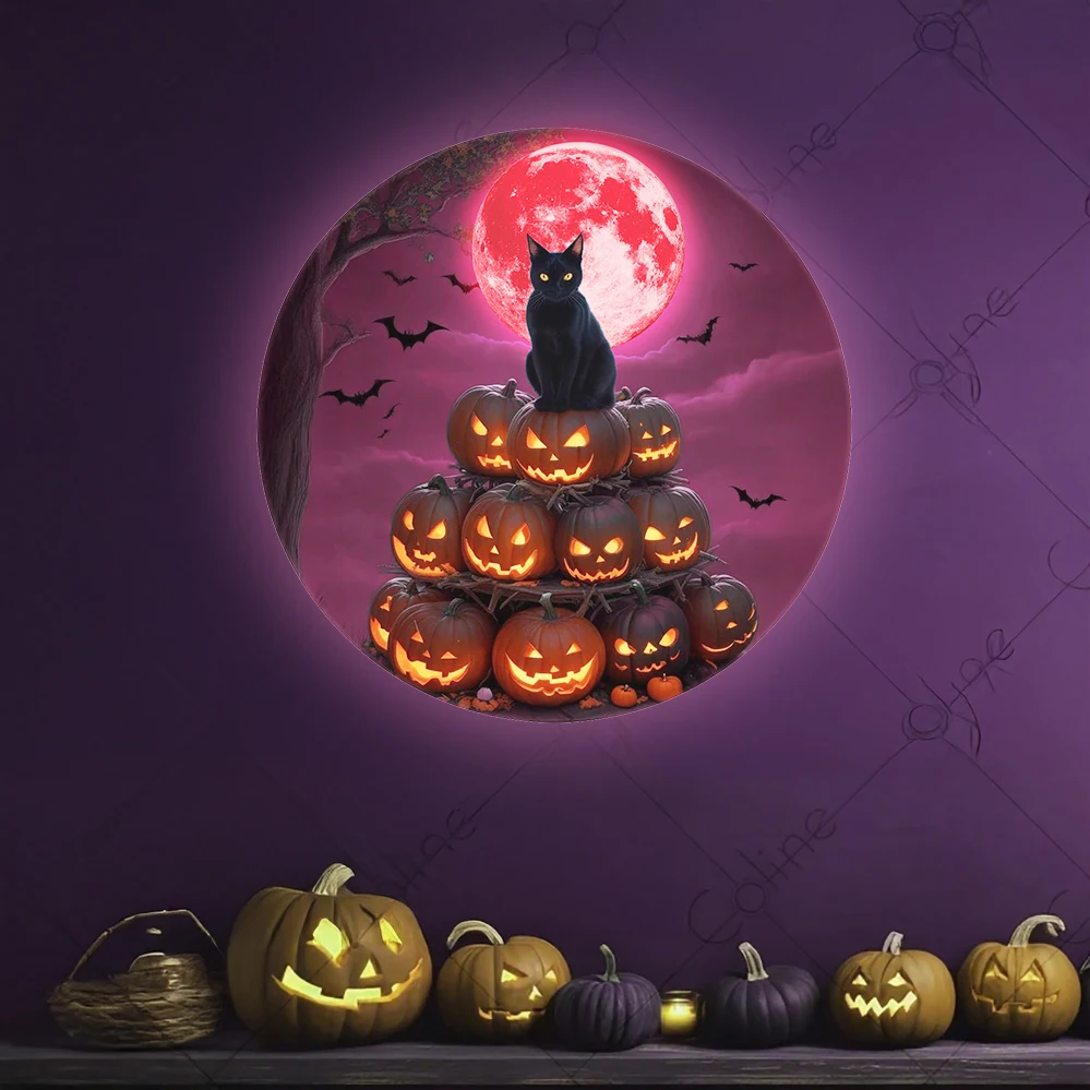 مصباح إسقاط برأس القط واليقطين، مناسب لإنشاء جو الهالوين، وديكور السقف على الحائط، وهدية إبداعية للعطلات