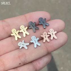 New Gingerbread Man Earrings for Women Fashion Stainless Steel Snowman Cookies Earings Jewelry Funny Christmas Gift Accessories