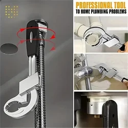 Adjustable Wrench Universal Wrench Aluminum Alloy Open-ended Wrench Bathroom Faucet Pipe and Sink Maintenance Tool