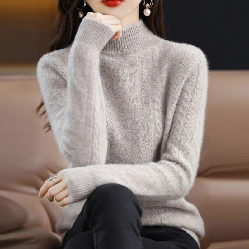 

2023 New Style Arctic Velvet Undershirt Sweater Women Fall Winter Warm Underwear Half-turtleneck Knitwear Top