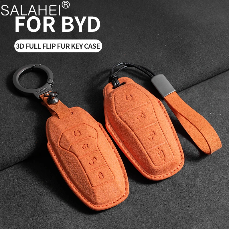 

Suede Car Key Case Cover Shell For BYD Tang EV600 Han EV Yuan Atto 3 Song PLUS Pro MAX DMI Qin Dolphin Key Protector Accessories