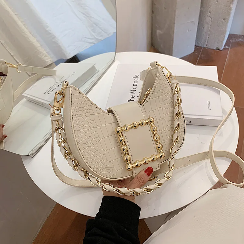 

Модная женская сумка через плечо 2025 года — структурированный багетный кошелек со съемным ремешком, просторный органайзер для работы и отдыха