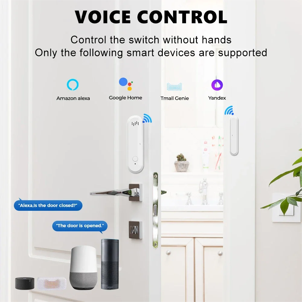 80dB Sound WiFi Door Sensor Tuya Smart Window Sensor Smart Life Arm Disarm Door Sensor APP Alert Alarm Door Sensor