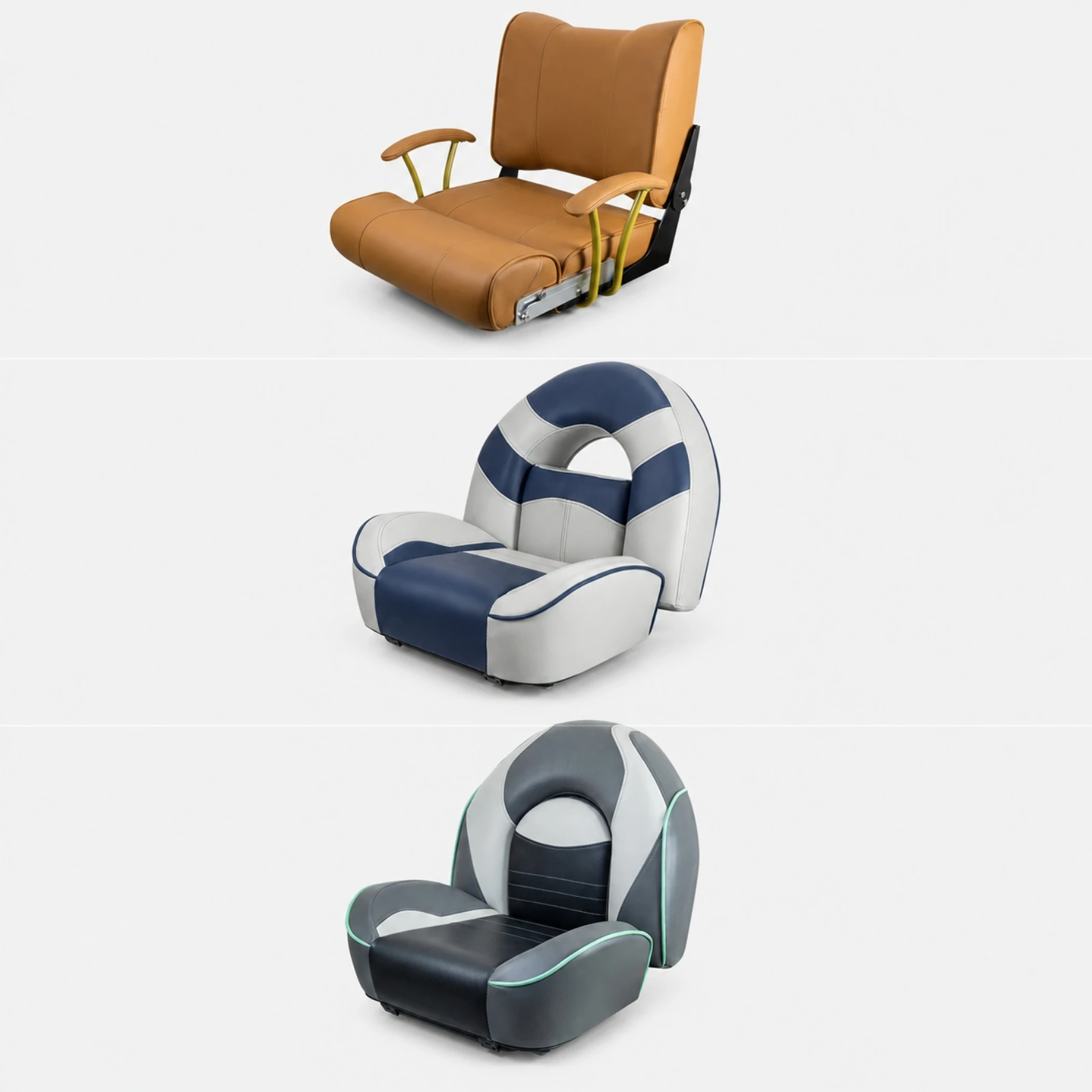 Comfortable Boat Chair with Supportive Backrest Cushioned Seat Surface Stitched Panel Construction for Cruising Steering