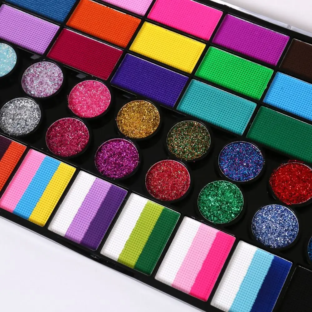 42 Colors Watercolor Paint Set Glitter Paint Vivid Colors Face Painting Palette Kit Easy To Color Solid Pigment