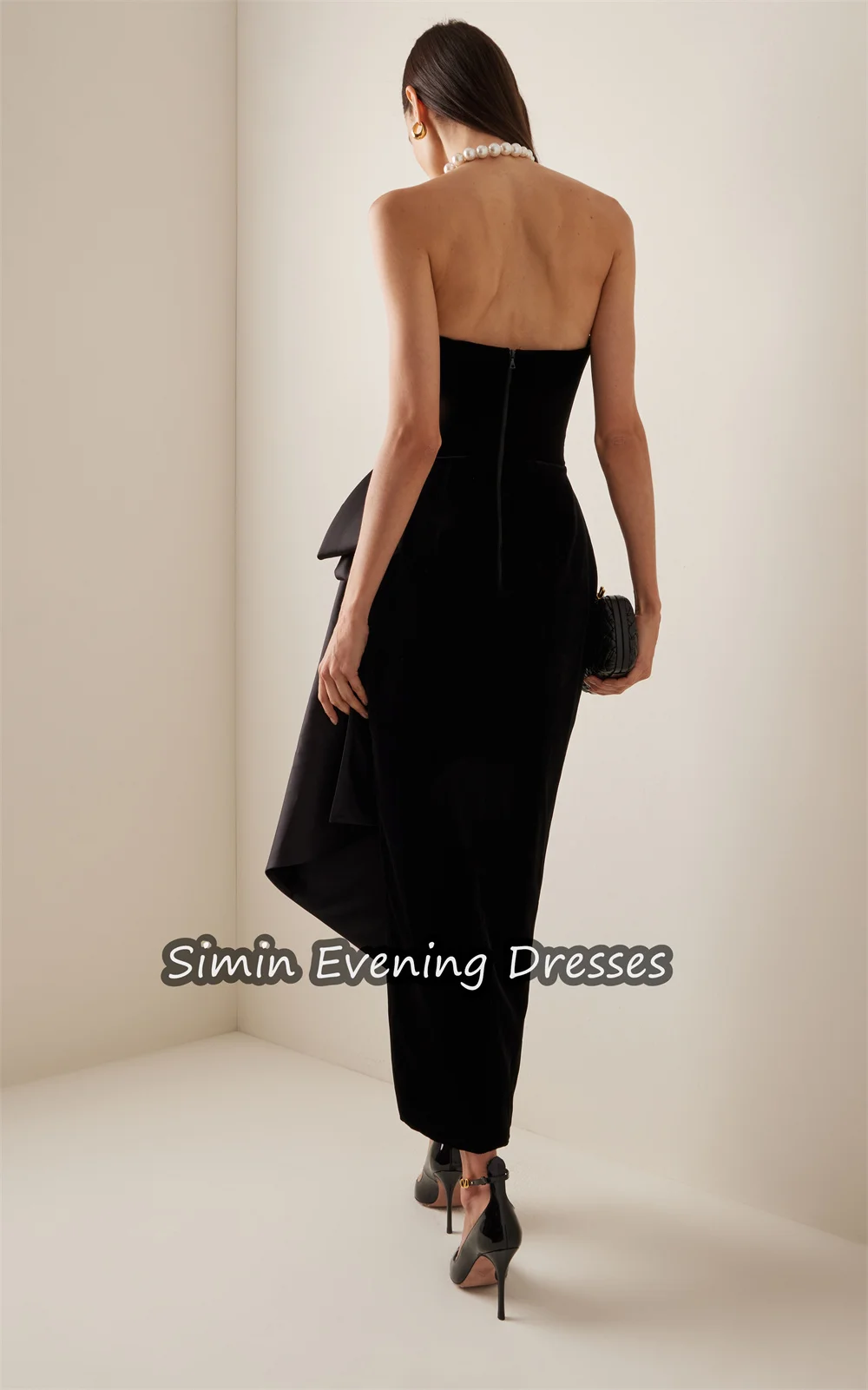 Simin Crepe Mermaid Sweetheart Pleats Prom Gown Simple Sleeveless Ankle-length Arab Evening Elegant Party dresses for women 2024