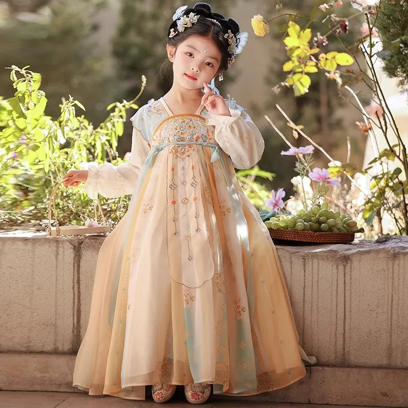 Vintage Style Girl Dress Hanfu Tang Costume Traditional Chinese Clothing Cosplay Children Princess Costume Girls Dresses