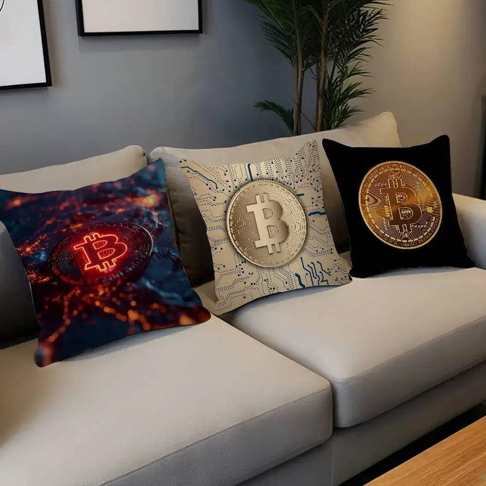 Luxury Bitcoins Cushion Cover Inches Farmhouse Decor Home Throw Pillow Covers for Couch Decorations