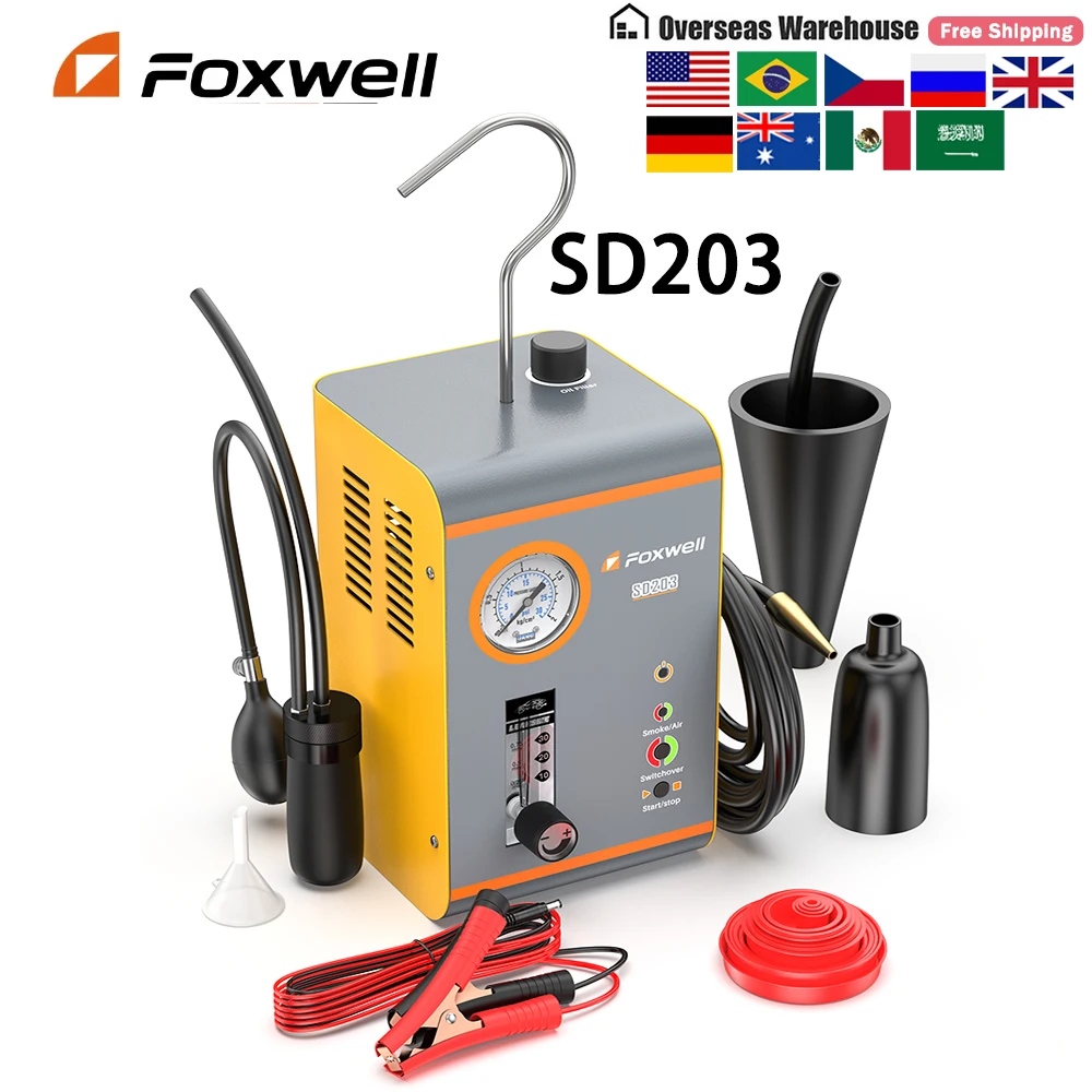 2024 NEWEST FOXWELL SD203 Automotive Smoke Machine Built-in Air Pump EVAP Vacuum Leak Detector Dual Car Pipe Leakage Diagnostic 2023 newest portable automatic nail diy mobile art nail printer nails printer 3d digital art machine price printing machine