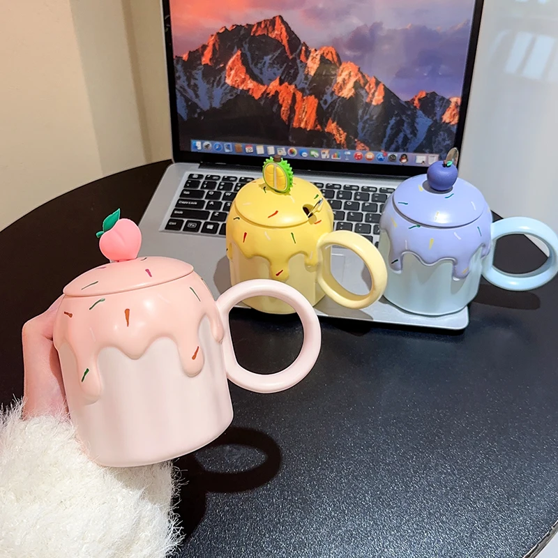 

Handle Beauty Coffee Cup Portable Reusable Bubble Tea Ceramic Coffee Cup Cold Cappuccino Forminhas Para Doces Home Decor