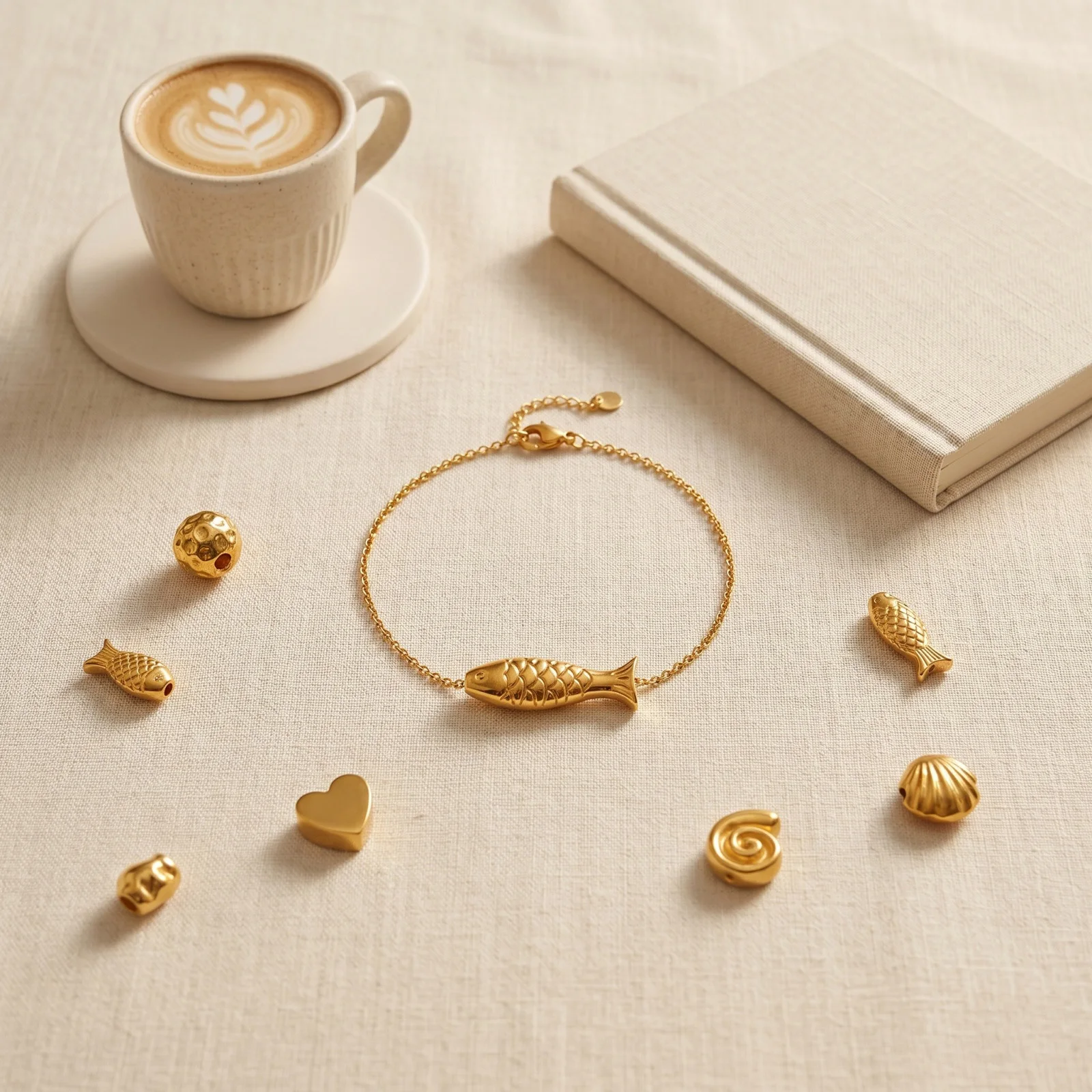 2pcs 304 Stainless Steel Beads Fish Shell Heart Geometric 18K Gold Plated Spacer Beads For DIY Jewelry Making Necklace Bracelet