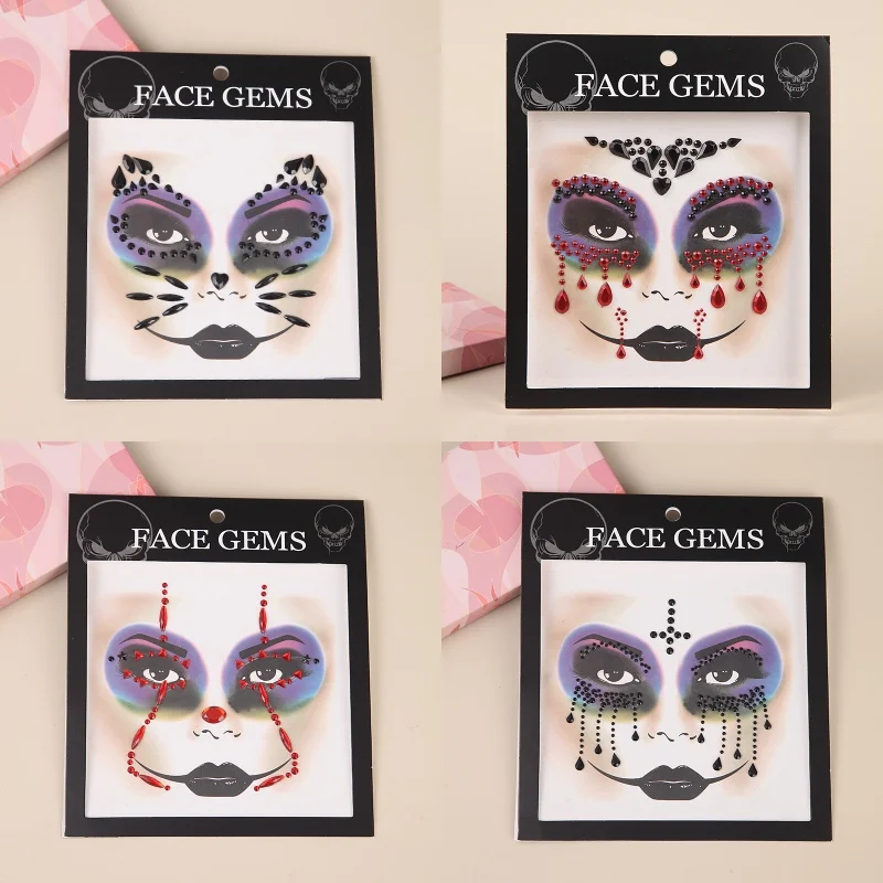 

Halloween Rhinestone Face Make Up Decorations Face Eyebrow DIY Diamond Drill Sticker Crystal Sticker Stage Show Party Stage Show