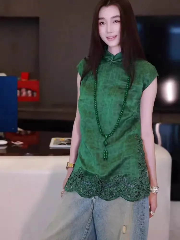 

Young Sle, китайский новый модный ципао, модифицированный костюм Тан на пуговицах, уникальный женский летний костюм 2025 года, женский персональный костюм