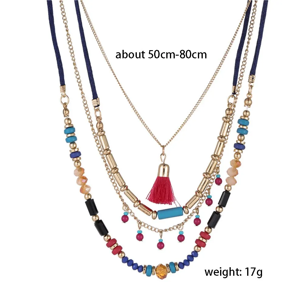 Bohemian Multilayer Handmade Colorful Beads Chain Pendant Necklaces For Women Girls Accessories Fashion Wedding Jewelry Gifts