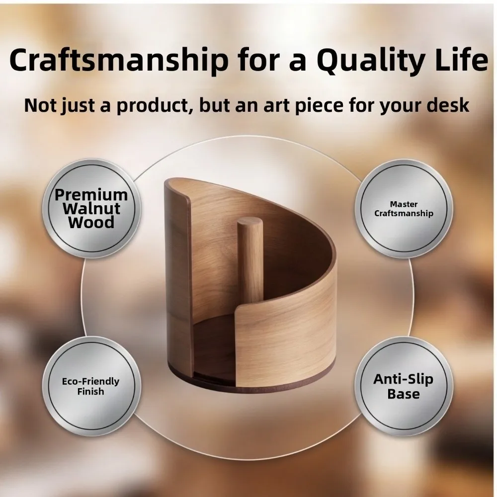 Large Capacity Wooden Paper Towel Holder Anti Slip Base Stable Paper Roll Rack Minimalist INS Round Roll Dispenser Tabletop