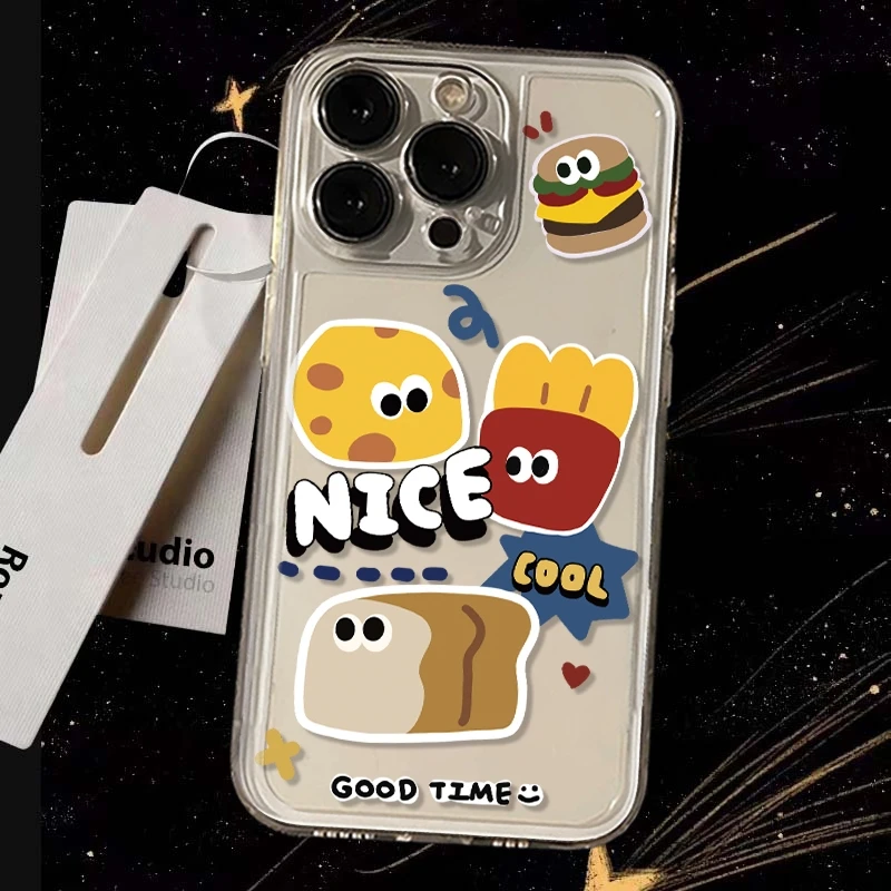 Hamburger Toast Friends  Phone Case For iPhone 16 15 13 14 12 11 Pro Max 15 16 Plus X XS XR Max 12 Mini Soft smart cover image 5