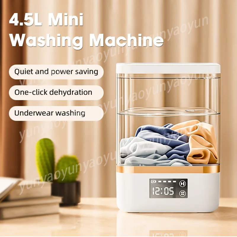 4.5L Wireless Rechargeable Fully Automatic Washing Machines Portable Mini Washing Machines Mute Washers