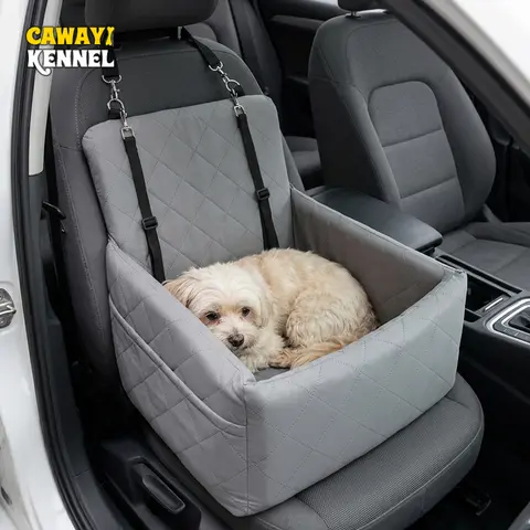 1 PC Ice Cooling Dog Car Booster Seat Pet Travel Bed Waterproof Scratch-Proof Puppy Cat Safety Carrier with Tether Non-Slip Base