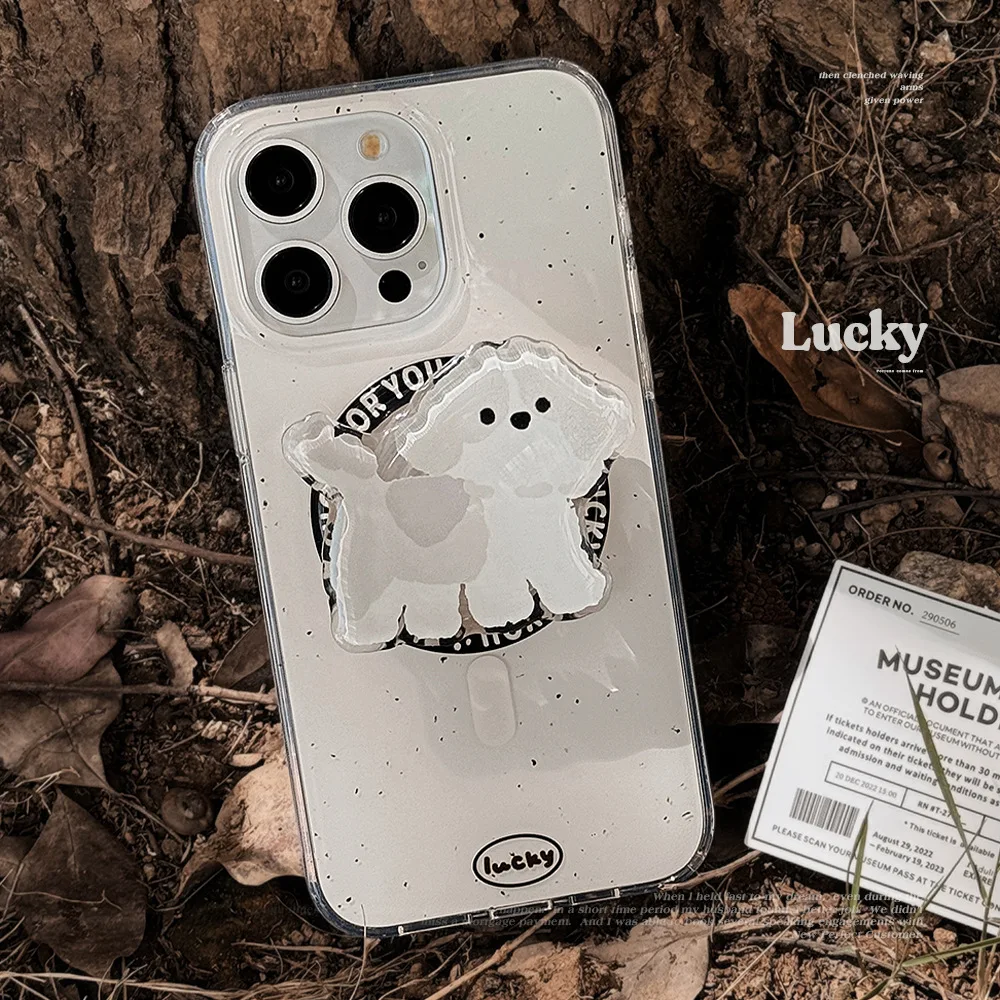 

Двухслойный магнитный чехол для мобильного телефона Imd Ink Dog с подставкой для iPhone15/16pro, чехол для телефона с защитой от падения для iPhone14/13