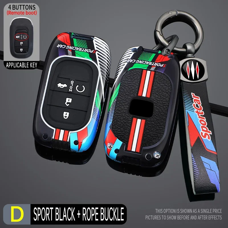 Racing Style Metal Car Key Case Fob Cover for Honda CR-V Civic Accord HR-V CR-V CRV HRV Fit City Odyssey Alison XRV 2023 2024