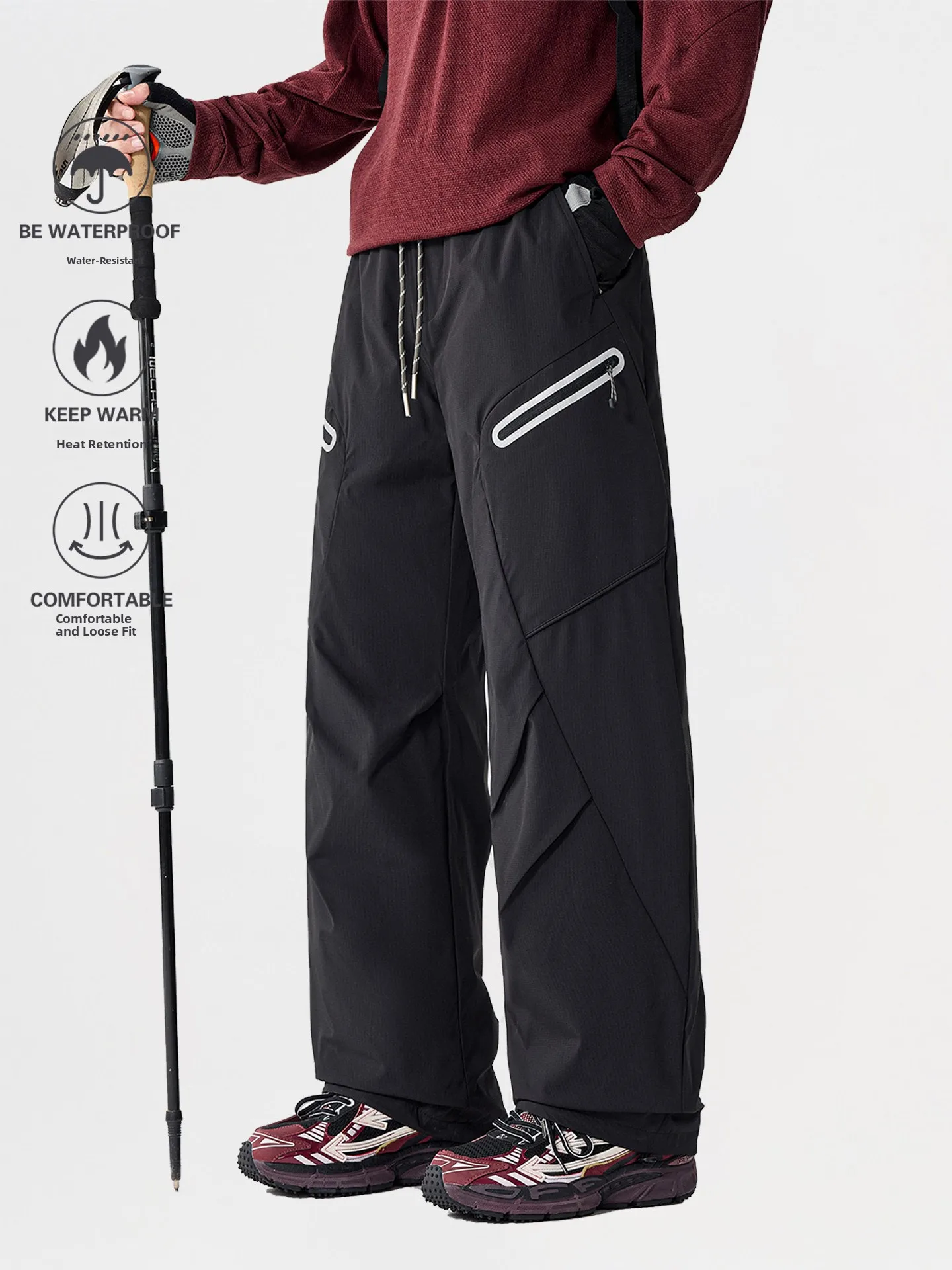 

Thiened Waterproof Snowboard Cotton Trousers Men's Women's Winter Outdoor Workwear Trousers Windproof Warm Youth Faion