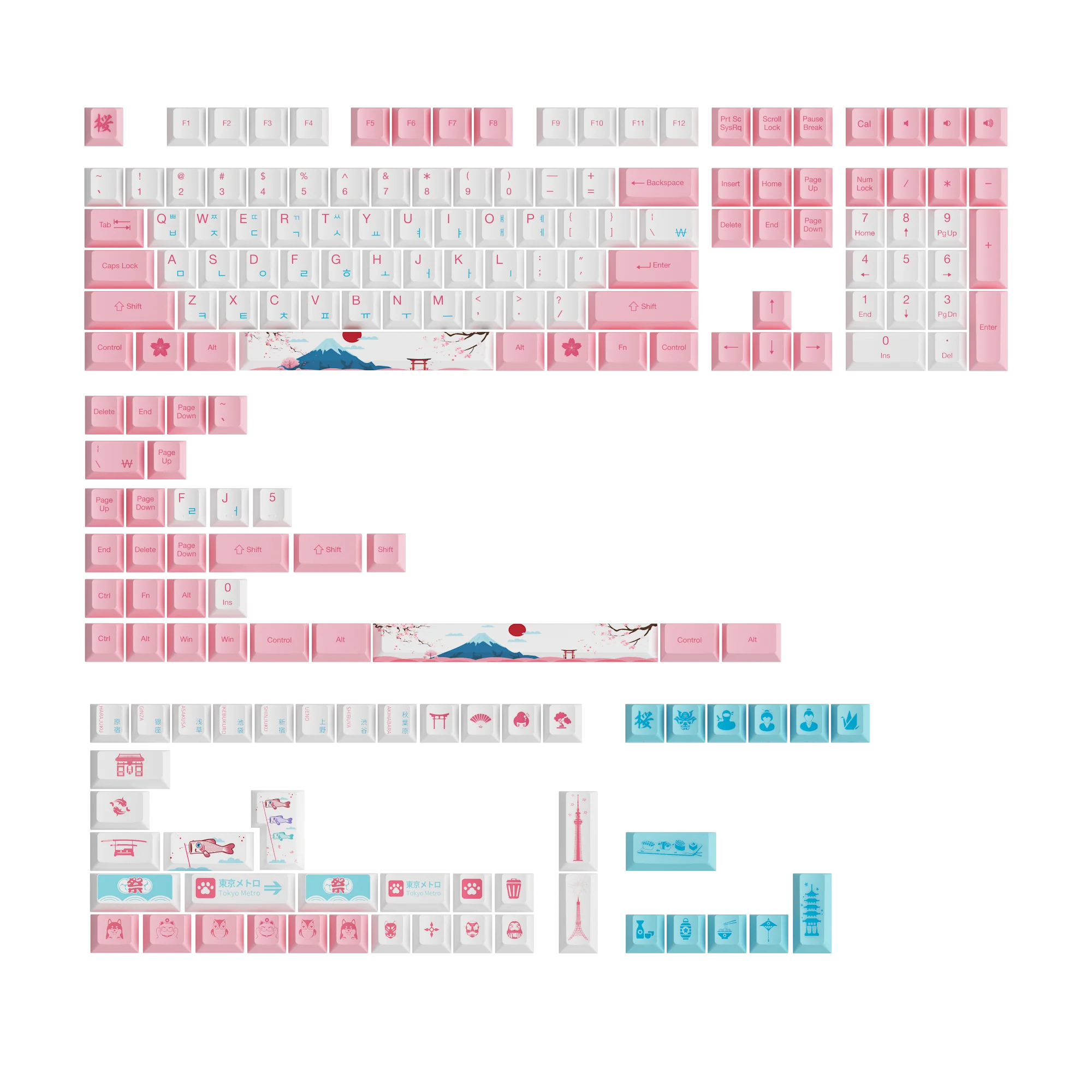 AKKO World Tour Tokyo R2 Multi-Language SE 185-Key Cherry Profile Keycap Set PBT Dye-Sublimation Full Keycaps Set