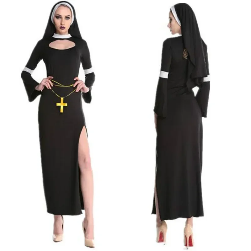 

Halloween Black Sexy Nun Cosplay Costume