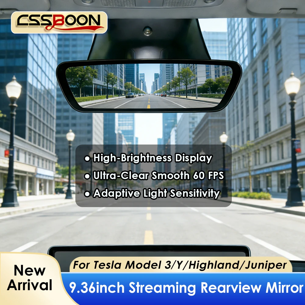 

Электронное зеркало заднего вида с потоковой передачей видео, 9,36-дюймовый видеорегистратор 2K 1080P с двумя камерами (передняя и задняя) для Tesla Model 3 Y Juniper